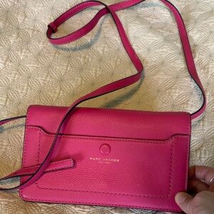 Marc Jacobs Hot Pink Pebbled Leather Crossbody Wallet